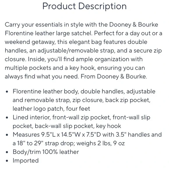 Dooney and Bourke Large Florentine Satchel Steel Blue - Picture 14 of 14